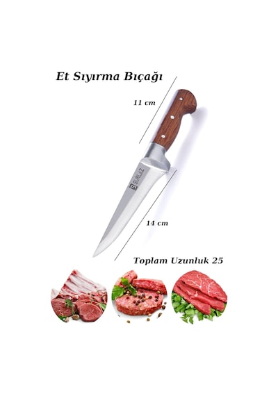 Sürlaz Handmade Kasap Kurban Serisi Bıçak Seti Et Sebze Yüzme Sıyırma Bıçak Mutfak Sürmene Bıçağı 4'lü Diğer