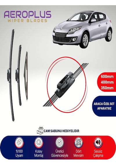 Aeroplus Renault Megane 3 Ön Arka Muz Silecek Takımı 2010-2015