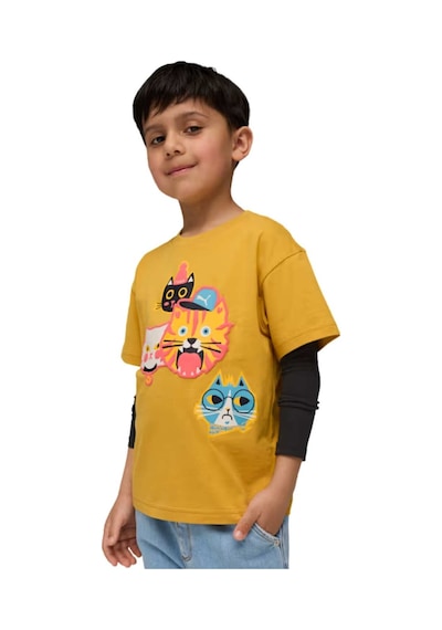 Puma Puma Moody Cat Tee Unisex Çocuk Sarı Tişört 8504 Sari
