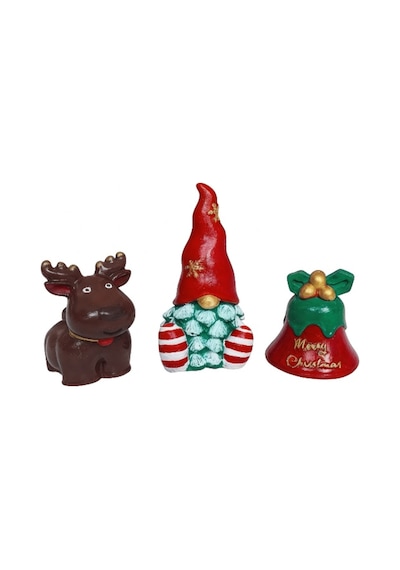 Yılbaşı Chrismas Noel 3 Lü Biblo Seti Geyik Şans Cücesi Çan