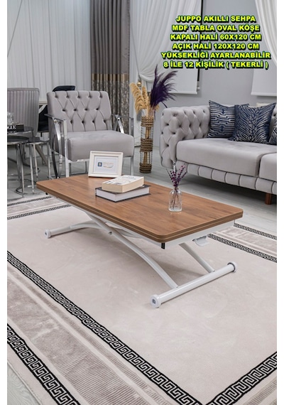 Juppo Üst Tabla Mdf Ceviz Oval Köşe Alt Beyaz Dışa Kıvrım