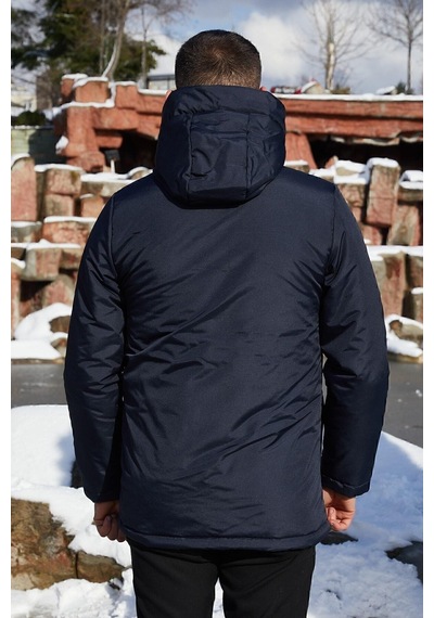 Spor Erkek Polarlı Kürklü Su Ve Rüzgar Geçirmez Kapüşonlu Mont Parka-100 Laci