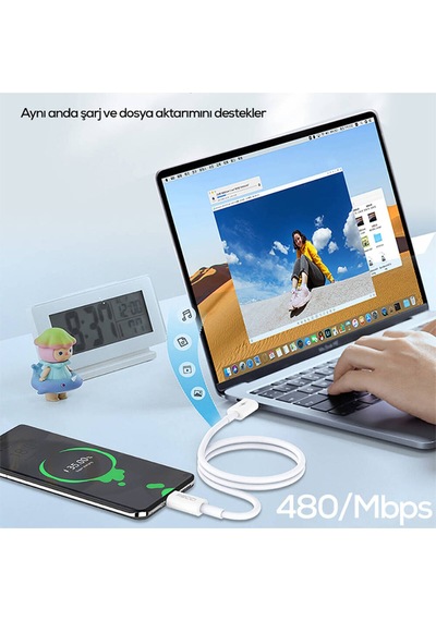 Rs06cl Type-c To Lightning Pd Şarj Kablo 20w Hızlı Şarj Özellikli 1m Beyaz