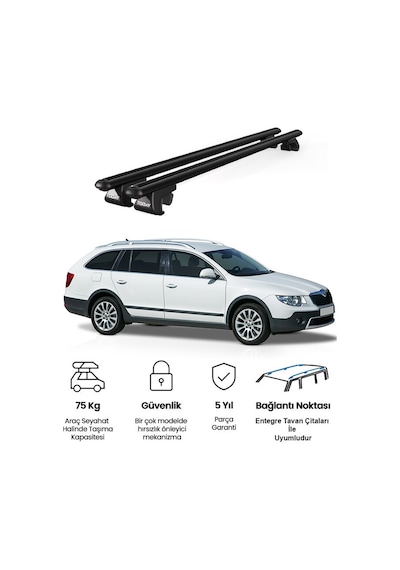 Venüs Skoda Superb Alldrive Mkıı 2012-2015 Uyumlu Siyah Ara Atkı Port Bagaj Tavan Barı
