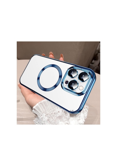 Apple iPhone Uyumlu 15 Pro Max Kılıf Kamera Lens Korumalı Logo Gösteren Arkası Şeffaf Kenarları Renkli Titanium Çok Renkli