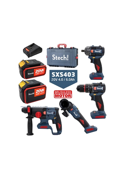 Stechend SXS403  20V 4.0/6.0Ah Akülü Alet Seti 7 Parça