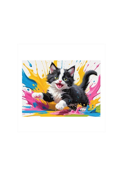 Renkli Yaramaz Kedi Mdf Tablo