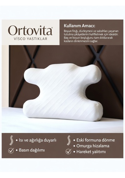 Ortovita Kırışık Giderici Güzellik Yastığı Visco Ergonomik Beyaz