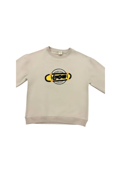 Zekids Erkek Çocuk London İşlemeli Sweatshirt-14233 Taş