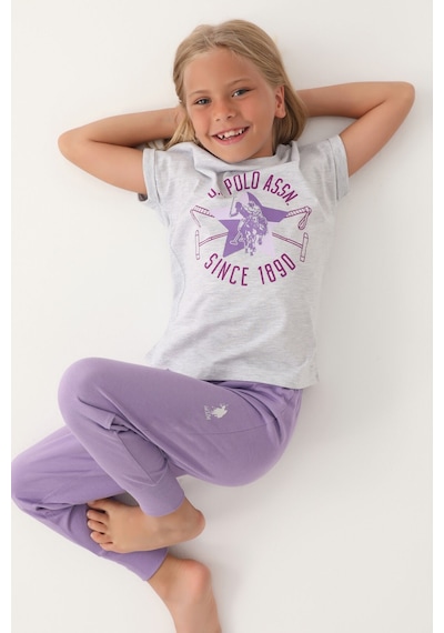 U.s. Polo Assn Lisanslı Starry Kar Melanj Kız Çocuk Pijama Takımı 5274-43205 Kar Melanj