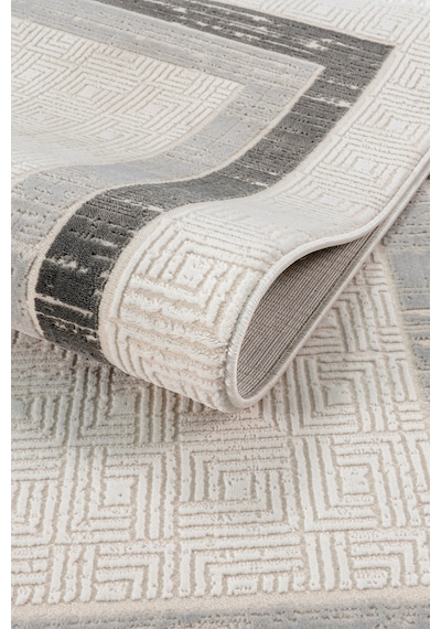 Badelya Home Krem Gri 7107 Modern Desen Doğal Taban Saçaklı Salon Koridor Mutfak Çocuk Oturma Odası Halı Yolluk 7107krem-gri