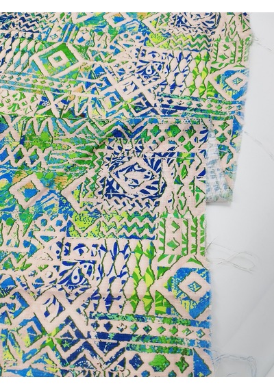 Desenli Bambu Keten Kumaş Açık Yeşil