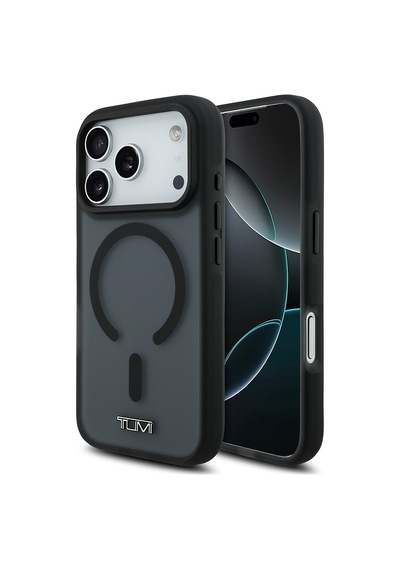 Apple Uyumlu iPhone 17 Pro  Kılıf Tumı Lisanslı M-safe Şarj Özellikli Buzlu Transparan Kapak Siyah Siyah