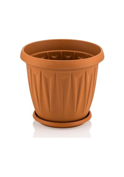 Omnipazar Sy-5702 2,3 Litre Plastik Ürgüp Saksı Takımı No 2 Kahverengi