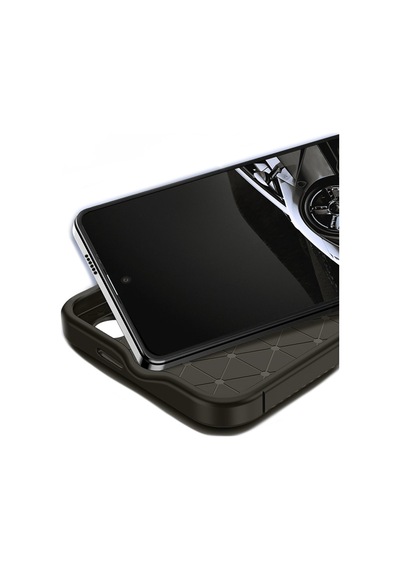 Tecno Spark 30 Kılıf Focus Carbon Silikon Kapak Kahverengi
