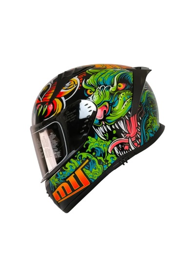 Motoanl Ece 22.r06 Sertifikalı Double Vizör Full Face Kask Azure Yeşil Turuncu Siyah