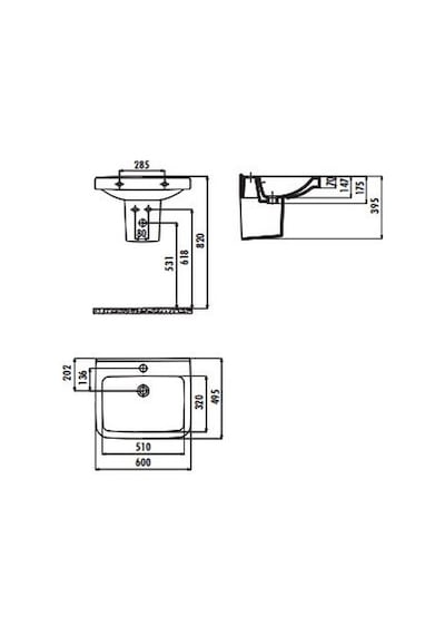 Creavit Lr060 Lara 60 CM Yarım Ayak Lavabo