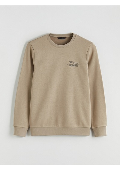 Lcwaıkıkı Classic Bej Bisiklet Yaka Erkek Kalın Sweatshirt