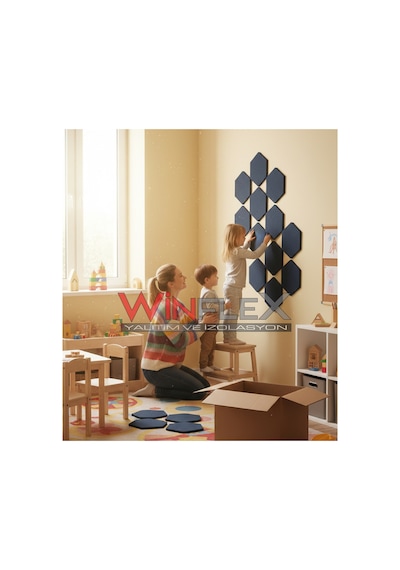 Winflex 12'li Altıgen Akustik Kumaş Panel 17x20 Cm Antrasit