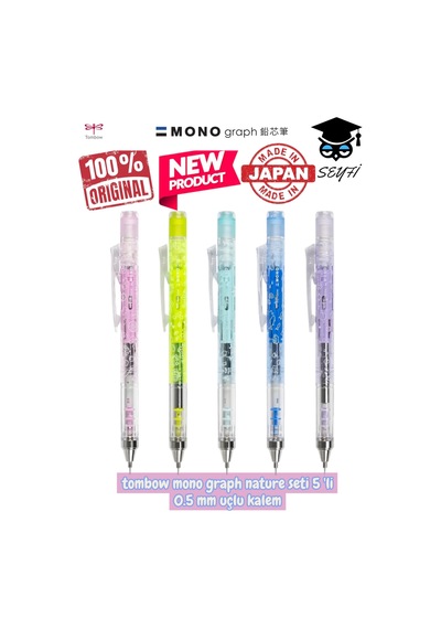 Tombow Mono Graph Nature Seti 5 'li 0.5 Mm Uçlu Kalem Çok Renkli