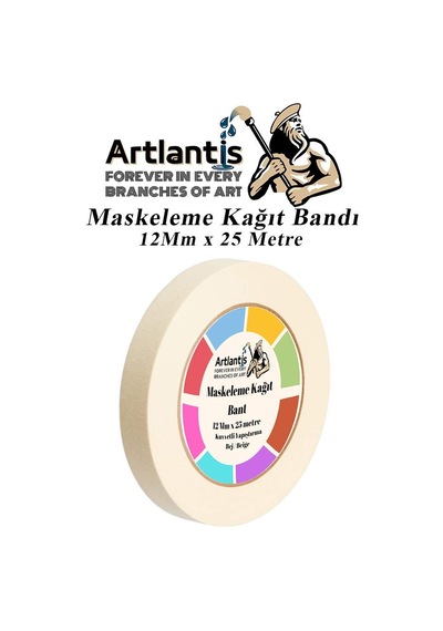Maskeleme Bandı Kağıt Bant 12 Mm 25 Metre 1 Adet Boya Bantı Maskeleme Kağıt Bant Duvar Yağlı Boya Badana