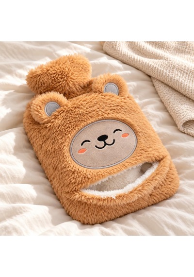 Sıcak Su Torbası Peluş Ultra Yumuşak Kumaş, Kokusuz, Cepli, 2 Litre Büyük Boy, Ayıcık Desenli, Tutuş Cep Bölm Genel