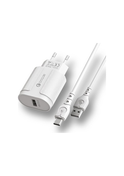 JOPUS Type C Sarj Seti Qualcom 22.5 Watt Grow JO-QU01 2in1 Samsung-Xiaomi-Oppo-Huawei-Poco Uyumlu Beyaz