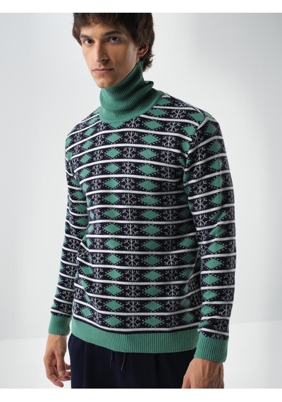 Xint Lacivert Doğal Yün Dokulu Regular Fit Kazak 801823