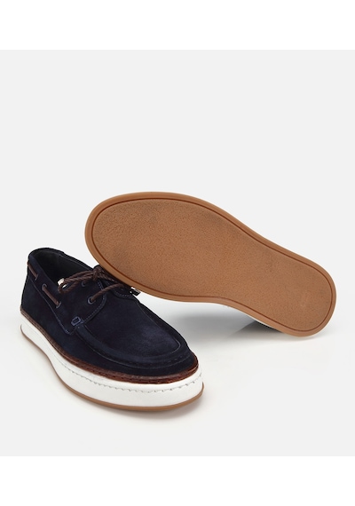 Hotiç Erkek Süet Deri Lacivert Bağcık Detaylı Günlük Loafer 02ayh319380a680 02ayh319380a680