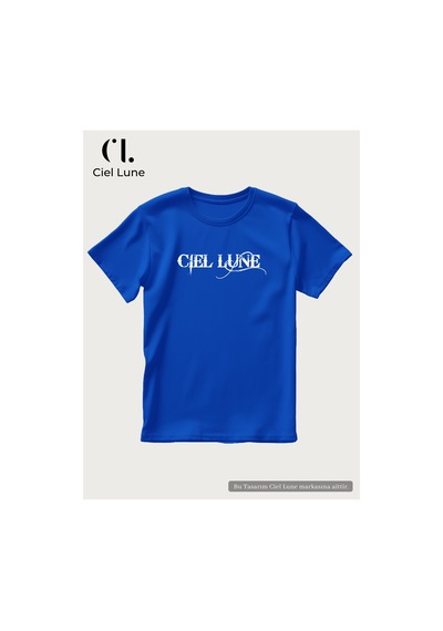 Nevermınd Erkek Blocking Graphic Ciel Lune - Oversize Tişört Mavi Mavi