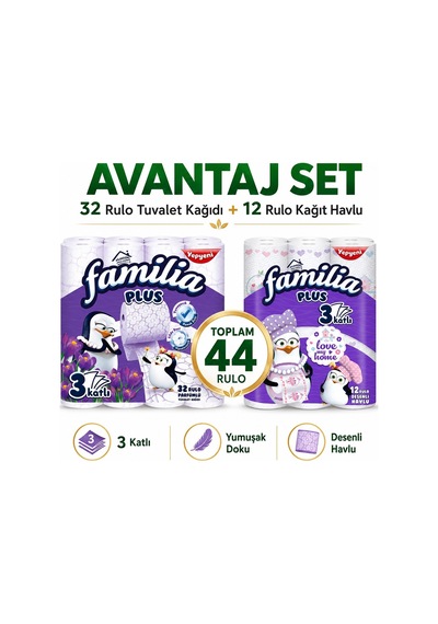 Familia Tuvalet Kağıdı 32li Rulo Sihirli Çiçekler+12li Rulo Havlu