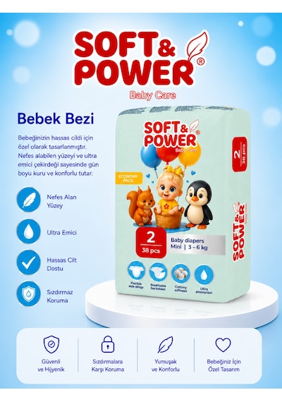 Bebek Bezi No:2 Mini 3-6 Kg 38'li 10 Paket 2 Numara
