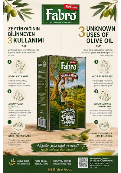 Fabro 3 Lt Teneke Naturel Sızma Zeytinyağı