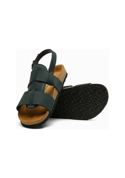 Comfortfusse Likya - Erkek Ortopedik Hakiki Deri Sandalet Lacivert Nubuk Deri