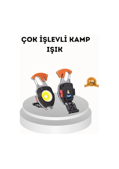Şarj Edilebilir Çok Amaçlı Mini Fener Güvenlik Düdüklü, Kompakt Ve Hafif Tasarım Sarı