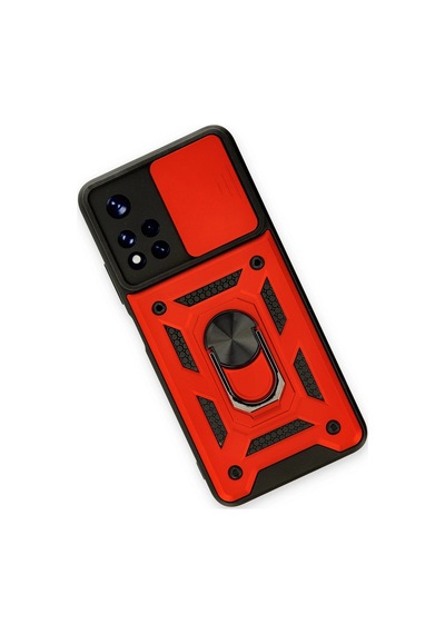 Newface - 593 - Xiaomi Poco M4 Pro 5g Kılıf Pars Lens Yüzüklü Silikon - Csmo-tex - - Kırmızı