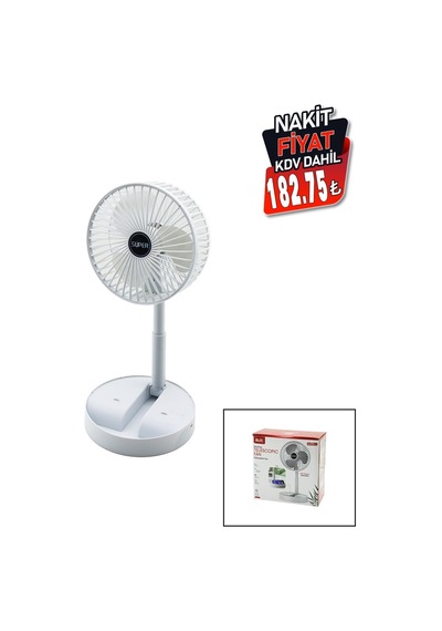 Masa Üstü Vantilatör Usb Şarjlı Katlanır Fan 16.4cm - Uzayan Ayak 12.5-19cm 180 Derece Dönebilen Telefonluklu Bwf