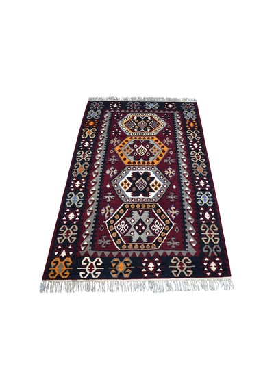 Zehra Abla Halı Antika El Dokuma Şaheser Sivas Gürün Yün Kilim 7403 Çok Renkli