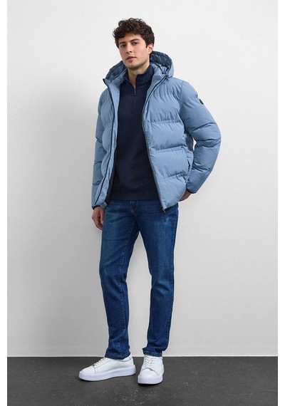 Back And Bond Mavi Relaxed Fit Puffer Ceket Çok Renkli