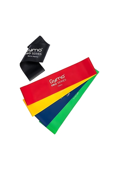 Gymo Pro Series Çantalı Direnç Bandı Fitness Pilates Esnetme Lastiği 5'li Set Renkli 7.5 Cm Çok Renkli