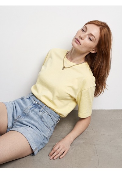 Dilvin 31017 %100 Pamuk Basic T-shirt-açık Sarı