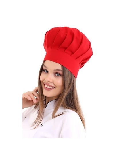 Kırmızı Aşçı Mantar Şapka - Unisex-Standart-Tek Parça