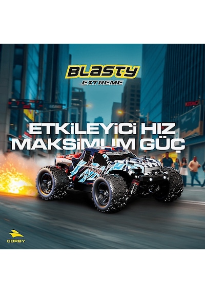 Corby Blasty Extreme Csg04 Uzaktan Kumandalı Yarış Arabası 36 Km/h Hız, 4x4 Süspansiyon, 70 M Kontrol Çok Renkli