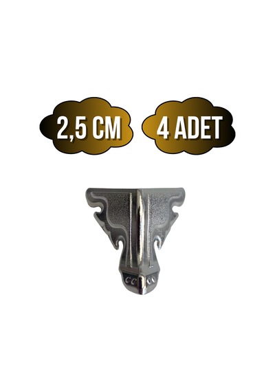 Kelebek Düz 2.5cm Metal Ayak Çeyiz Ve Hediye Kutusu Mobilya Ayağı 2.5cm Gümüş 4 Adet Gümüş