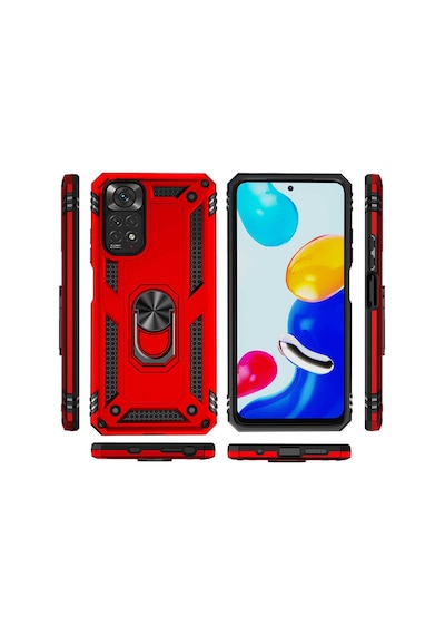 Xiaomi Redmi Note 11s Global Kılıf Kamera Koruyucu Manyetik Standlı Tank Koruma Pazarplus Siyah
