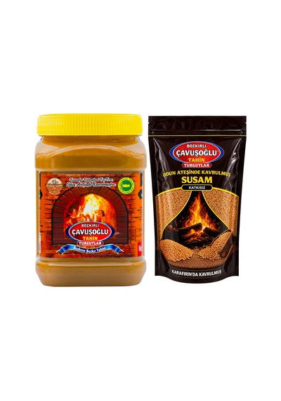 Bozkırlı Çavuşoğlu Kepekli Bozkır Tahini 930 G + Odun Ateşinde Kavrulmuş Susam 1 KG