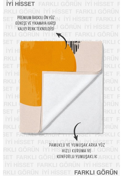 Soyut Geometrik Güneş Modern Plaj Havlusu-minimalist Bohem Krem Sarı Hızlı Kuruyan Mikrofiber Havlu Uçuk Armut