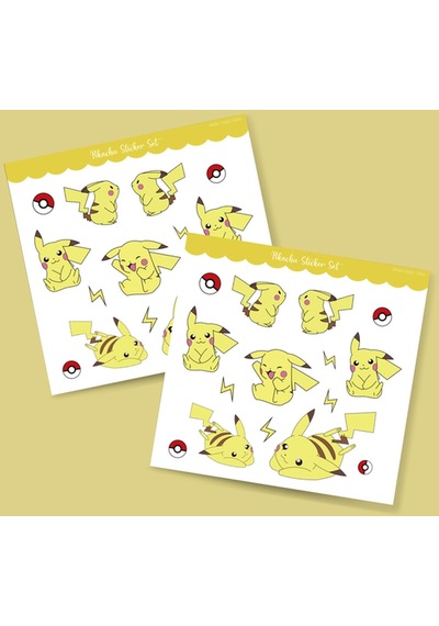 Pikaçu Pikachu Pokemon Sticker 15 Parça Set -2'li- Parlak Kağıt -