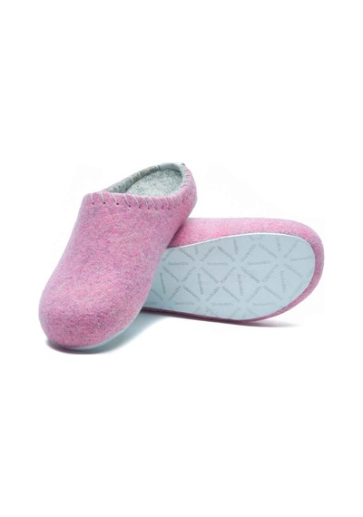Comfortfusse Pine - Kadın Ortopedik Yün Keçe Sabo Ev Terliği Pembe Yün