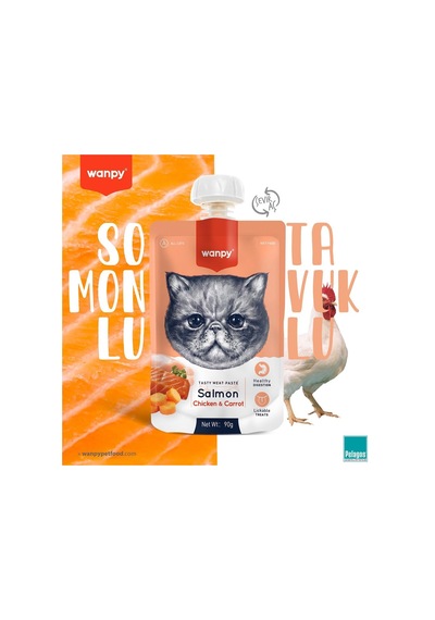 2As Wanpy Taze Somonlu&tavuklu Kedi Et Ezmesi 90 Gr Tekli 12 Gri
